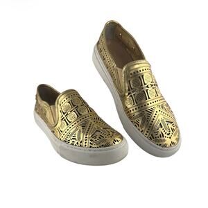 Tory Burch Metallic Gold Roselle Slip-On Sneaker Size: 8 VGUC